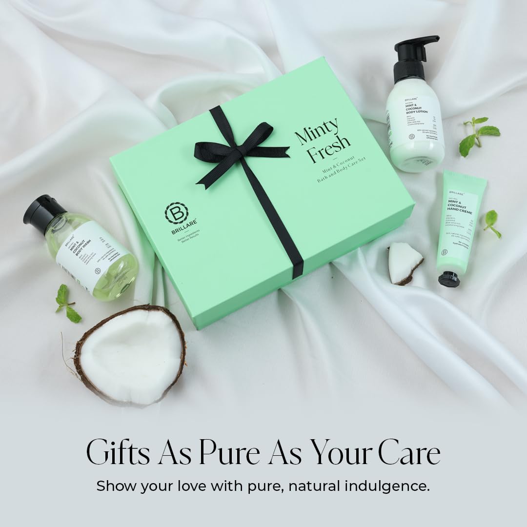 BRILLARE Minty Fresh Gift Box - Peppermint Face Wash, Body Wash, Face Scrub & Body Scrub - Ideal Gift for Special Occasions (Pack of 4) Beauty and Personal Care BRILLARE