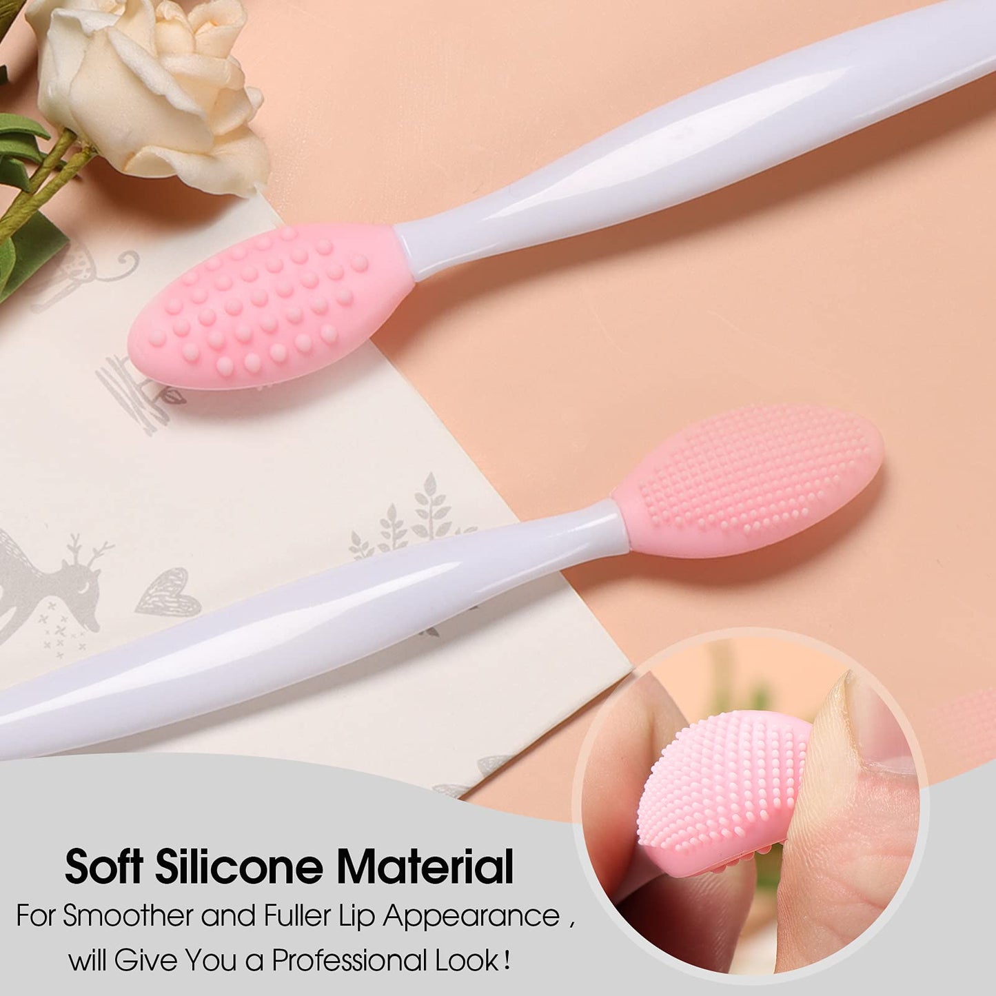 Silicone Lip Scrub Brush - Double-Sided Exfoliating Tool for Dark and Chapped Lips, Cleaner for Smoother and Fuller Appearance?4PC? Beauty & Personal Care KSK
