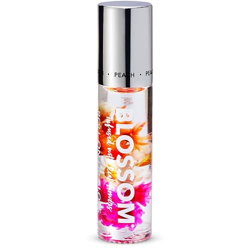 Blossom Roll on Lip Gloss, Scented Clear High Shine Moisturizing Lip Oil, Non Sticky, Infused with Real Flowers, Made in USA, 0.2oz, Juicy Peach Beauty & Personal Care Blossom