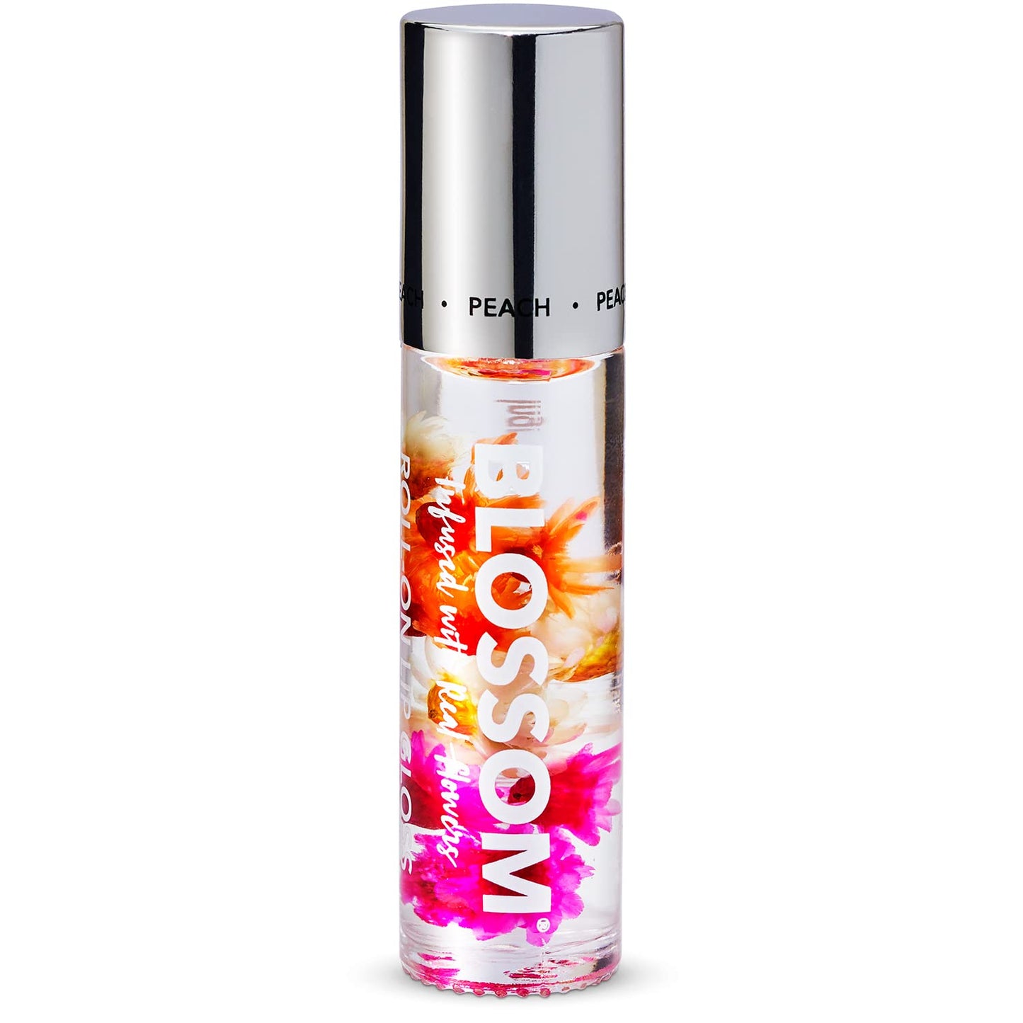 Blossom Roll on Lip Gloss, Scented Clear High Shine Moisturizing Lip Oil, Non Sticky, Infused with Real Flowers, Made in USA, 0.2oz, Juicy Peach Beauty & Personal Care Blossom
