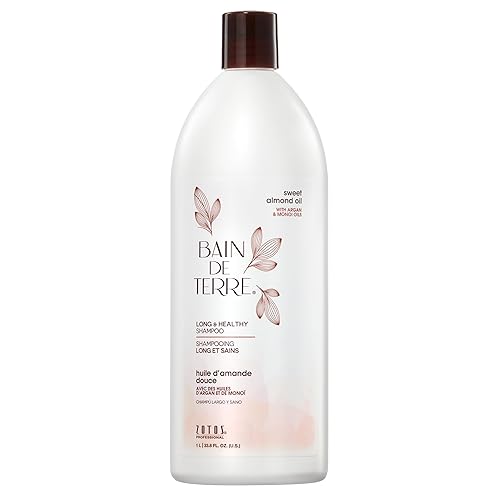 Bain de Terre Sweet Almond Oil Long & Healthy Shampoo, Strength & Protection for Weak, Damaged Hair, with Argan & Monoi Oils, Paraben-Free Beauty & Personal Care Bain de Terre