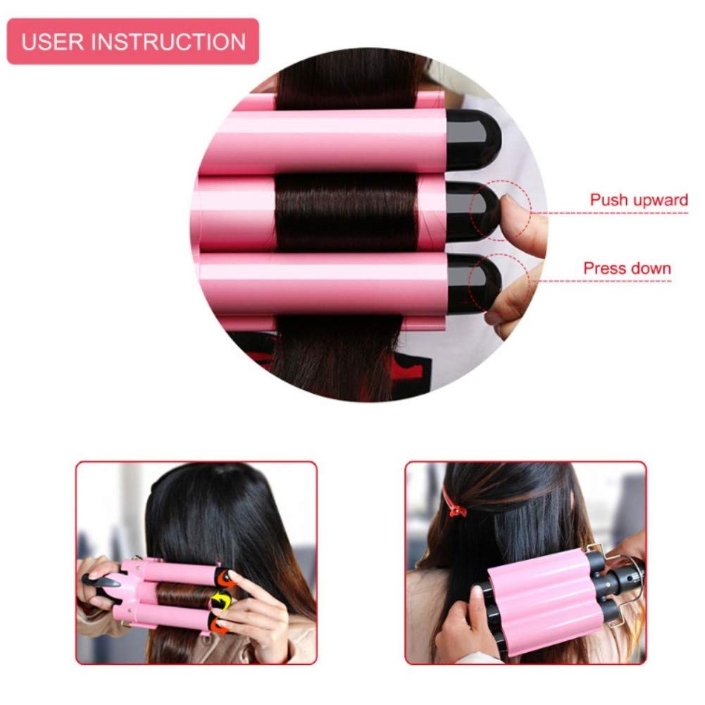 MODVICA 3 Jumbo Barrel Curling Iron Wand 32mm Hair Waver Temperature Adjustable Ceramic Big Waves Hair Crimper (1.25'') Beauty & Personal Care MODVICA