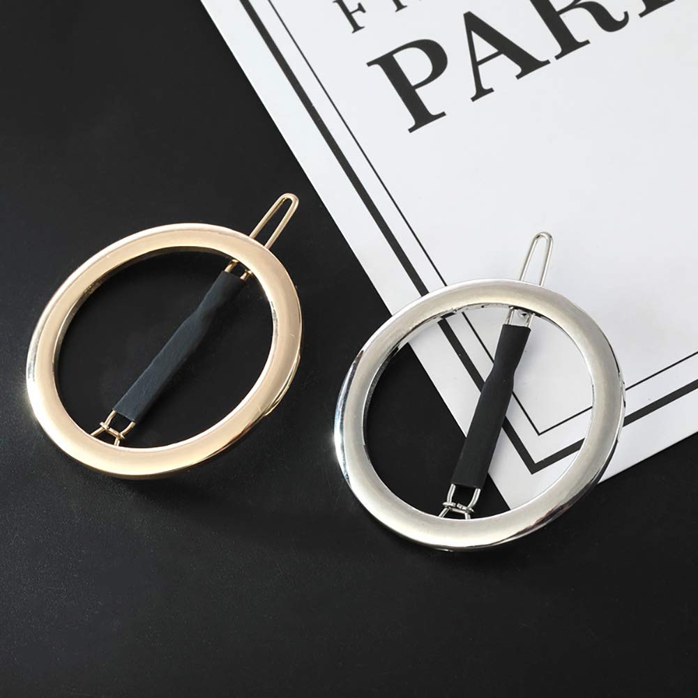 GIYOMI 2 Pcs Minimalist Hair Clip for Women and Girls, Newly designed Hollow Hoop Round Circle Geometric Metal Hair Clip Bobby Pin Ponytail Holder Beauty & Personal Care GIYOMI