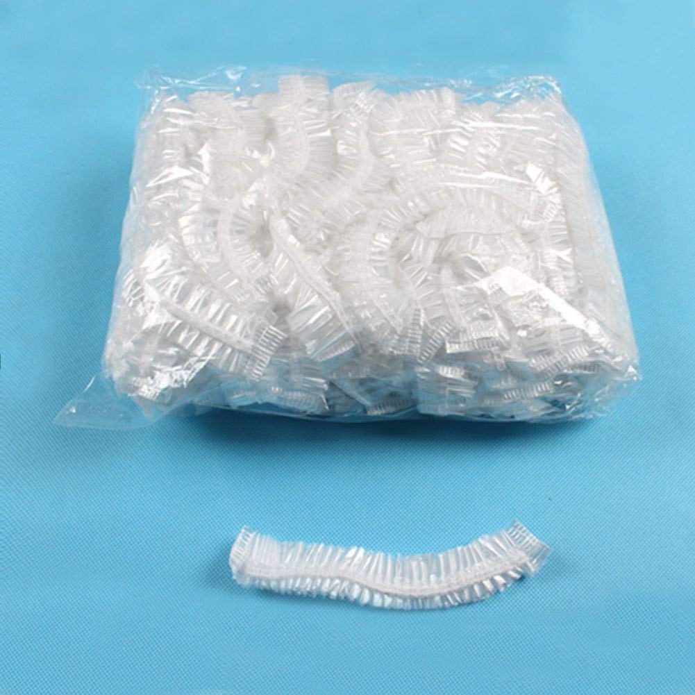 Disposable Shower Caps - 100PCS Plastic Clear Hair Cap Thick Waterproof Elastic Bath Caps for Women Hair Treatment,Hotel and Home Use,Travel Beauty and Personal Care LADES