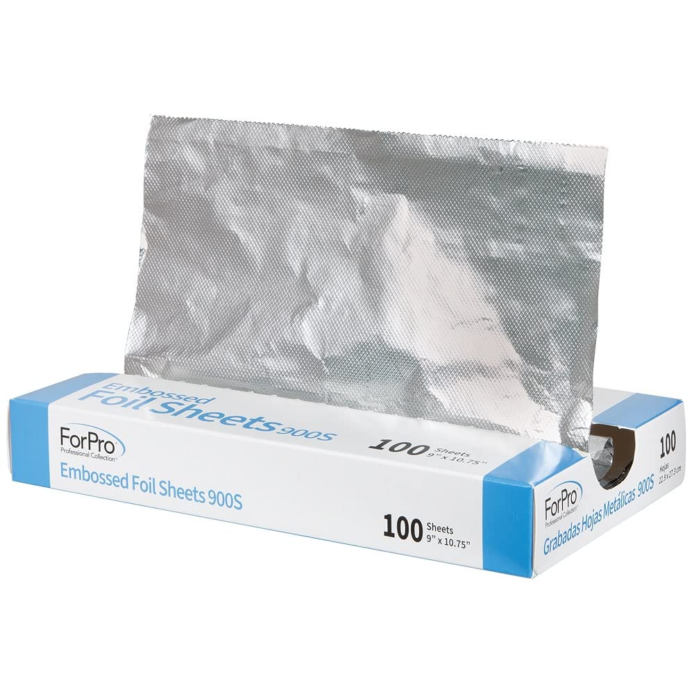 ForPro Professional Collection Embossed Foil Sheets 900S, Aluminum Foil, Pop-Up Dispenser, for Hair Color Application and Highlighting Services, Food Beauty & Personal Care ForPro Professional Collection