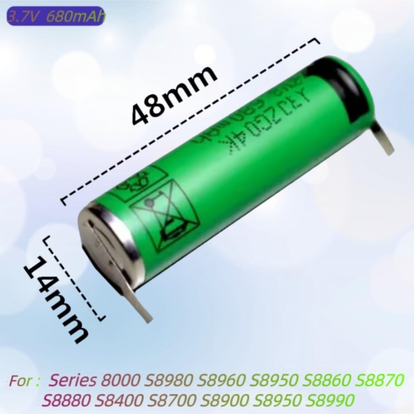 Orfdcnhlkc Electric Shaver 3.7v 680mAh Lithium Battery. Compatible with Philips 8000, S8980, S8960, S8950, S8860, S8870 Beauty and Personal Care Orfdcnhlkc