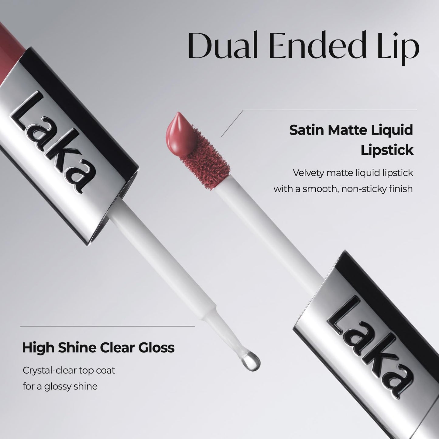 Laka Perfect Twin Lip - Dual-Ended Matte Liquid Lipstick & Clear Gloss | Transfer Proof Color | High Pigmented Lightweight Non-Sticky | Korean Makeup Beauty and Personal Care Laka