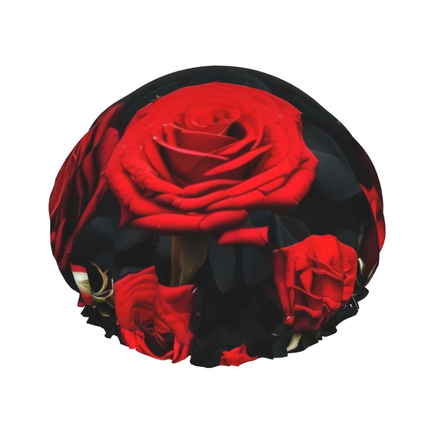 Many Red Rose Reusable Shower Cap For Women,Double Splashproof Shower Cap,Large Size For All Hair Lengths Beauty and Personal Care FRESQA