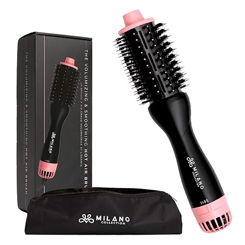 Milano Collection Hot Air Hair Brush Dryer, Quick & Easy Styling, Hair Volumizer for Human Hair Wigs & Natural Hair, Lightweight Round-Shaped Barrel Beauty & Personal Care MILANO COLLECTION