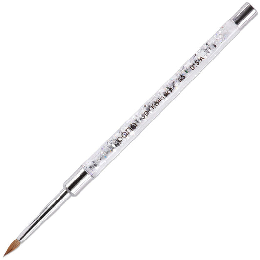 PANA 3D Kolinsky Nail Art Brush - Silver Glitter Handle, Size 5 - Acrylic Nail Art Sculpture Brush for Manicures Pedicure Salon Professional or
