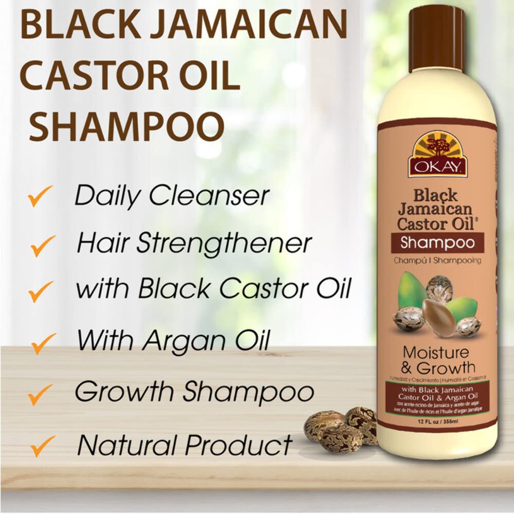 OKAY Black Jamaican Castor Oil Shampoo - Jamaican Castor Shampoo for Hair Health, Natural Moisturizing Cleanser to Strengthen & Restore Damaged Hair Beauty & Personal Care OKAY