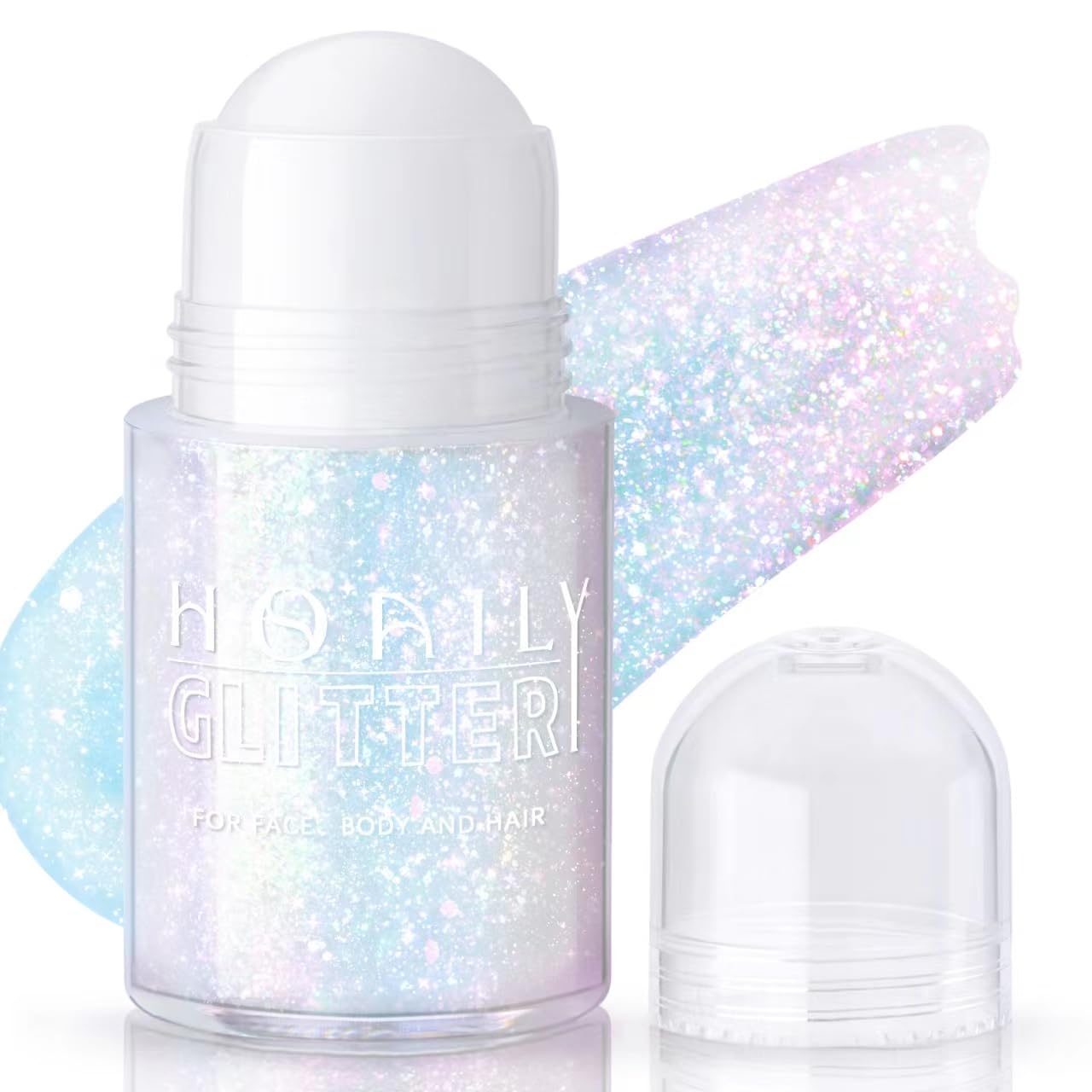 HOSAILY Roll-on Holographic Body Glitter Gel for Face Hair, Chameleon Color Changing Glitter Gel Under Light, Chunky Mermaid Sequins Festival Party Beauty and Personal Care HOSAILY