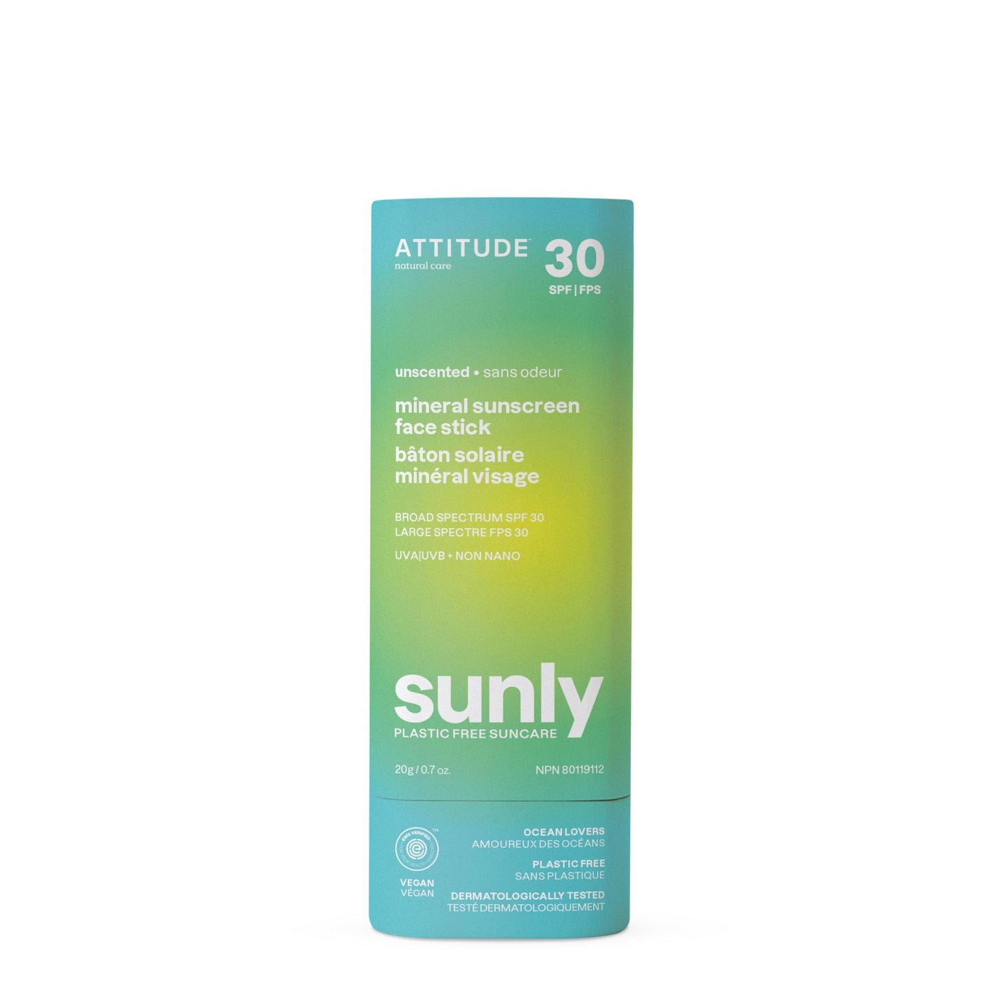 ATTITUDE Mineral Face Sunscreen Stick with Zinc Oxide, SPF 30, EWG Verified, Plastic-Free, Broad Spectrum UVA/UVB Protection, Dermatologically Tested Beauty & Personal Care ATTITUDE