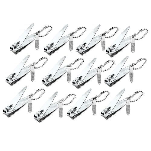 12 Pcs Nail Clippers for Fingernails by YWQ - Swing Out Nail Cleaner/File - Popular Gifts for Men & Women - Best Sharp Stainless Steel Clipper - Wide Beauty & Personal Care YWQ