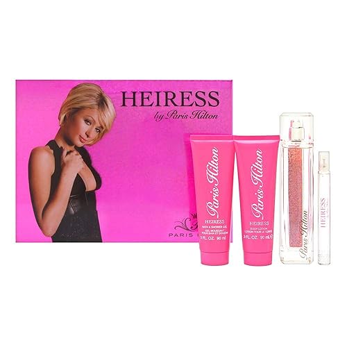 Heiress by Paris Hilton for Women 4 Piece Set Includes: 3.4 oz Eau de Parfum Spray + 0.34 Eau de Parfum Spray + 3.0 oz Body Lotion + 3.0 oz Bath Beauty & Personal Care Paris Hilton