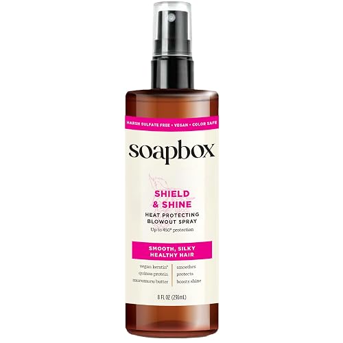 Soapbox Heat Protectant Spray, 8oz - Strengthening Hair Care, 3-in-1 Heat Protection, Shine Boosting, Anti Frizz Hair Spray, Vegan, Silicone Free Beauty & Personal Care Soapbox