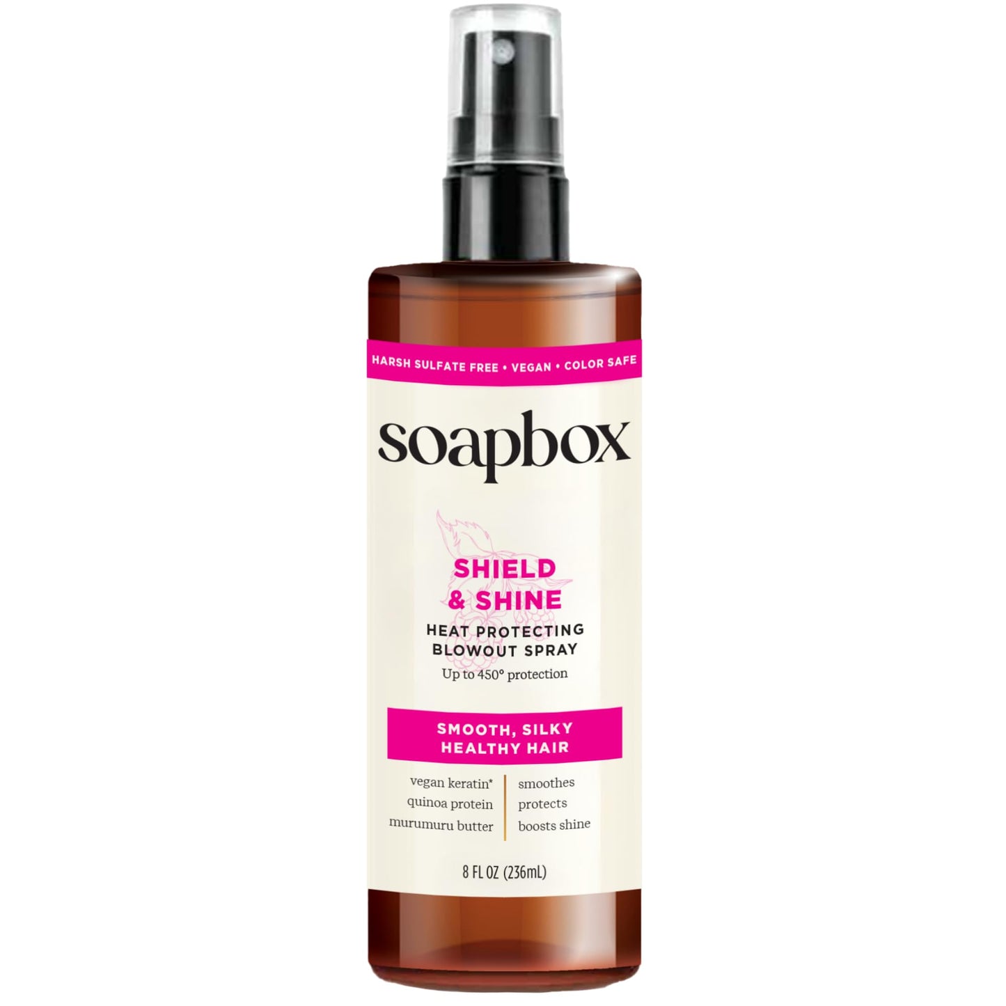 Soapbox Heat Protectant Spray, 8oz - Strengthening Hair Care, 3-in-1 Heat Protection, Shine Boosting, Anti Frizz Hair Spray, Vegan, Silicone Free Beauty & Personal Care Soapbox