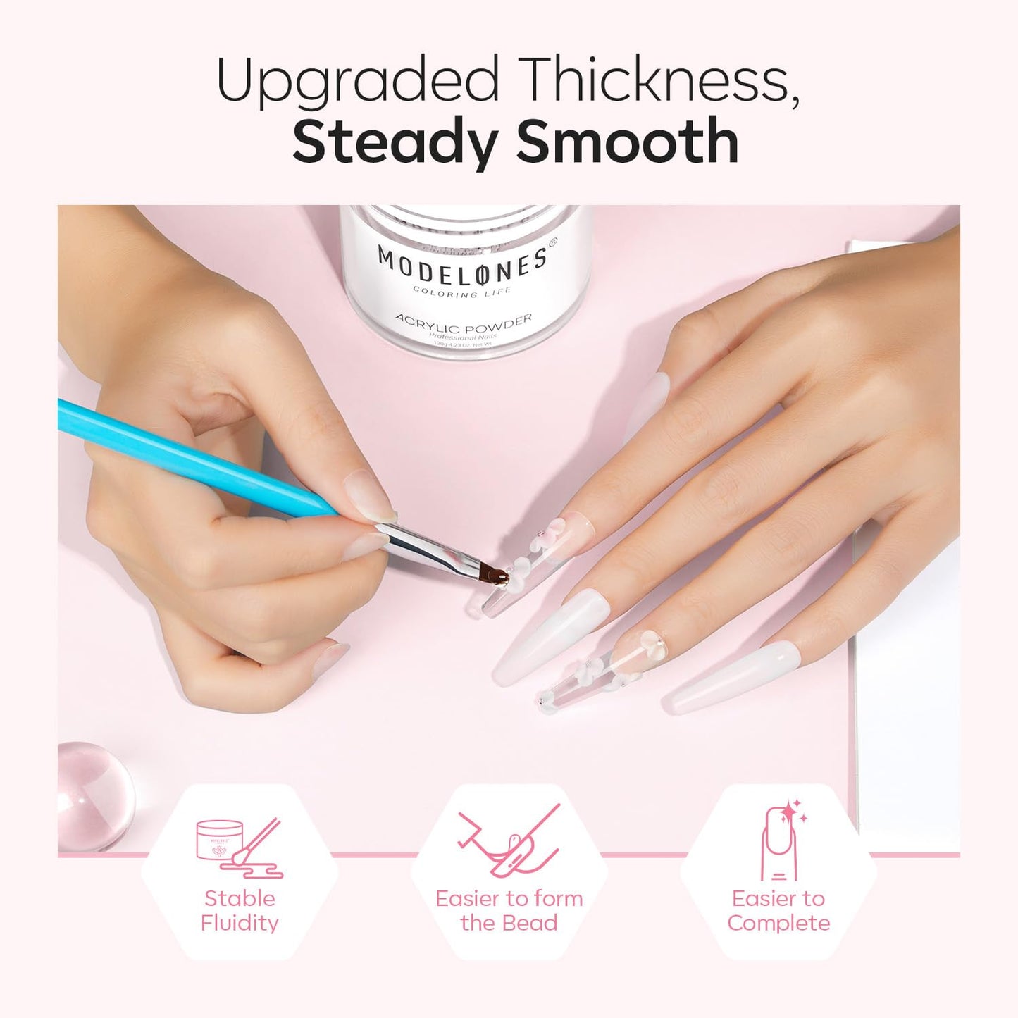 Modelones Clear Acrylic Powder, 4.23oz Acrylic Powder Large Capacity Professional Acrylic Nail Powder Polymer for 3D French Nail Manicure Extension Beauty & Personal Care modelones