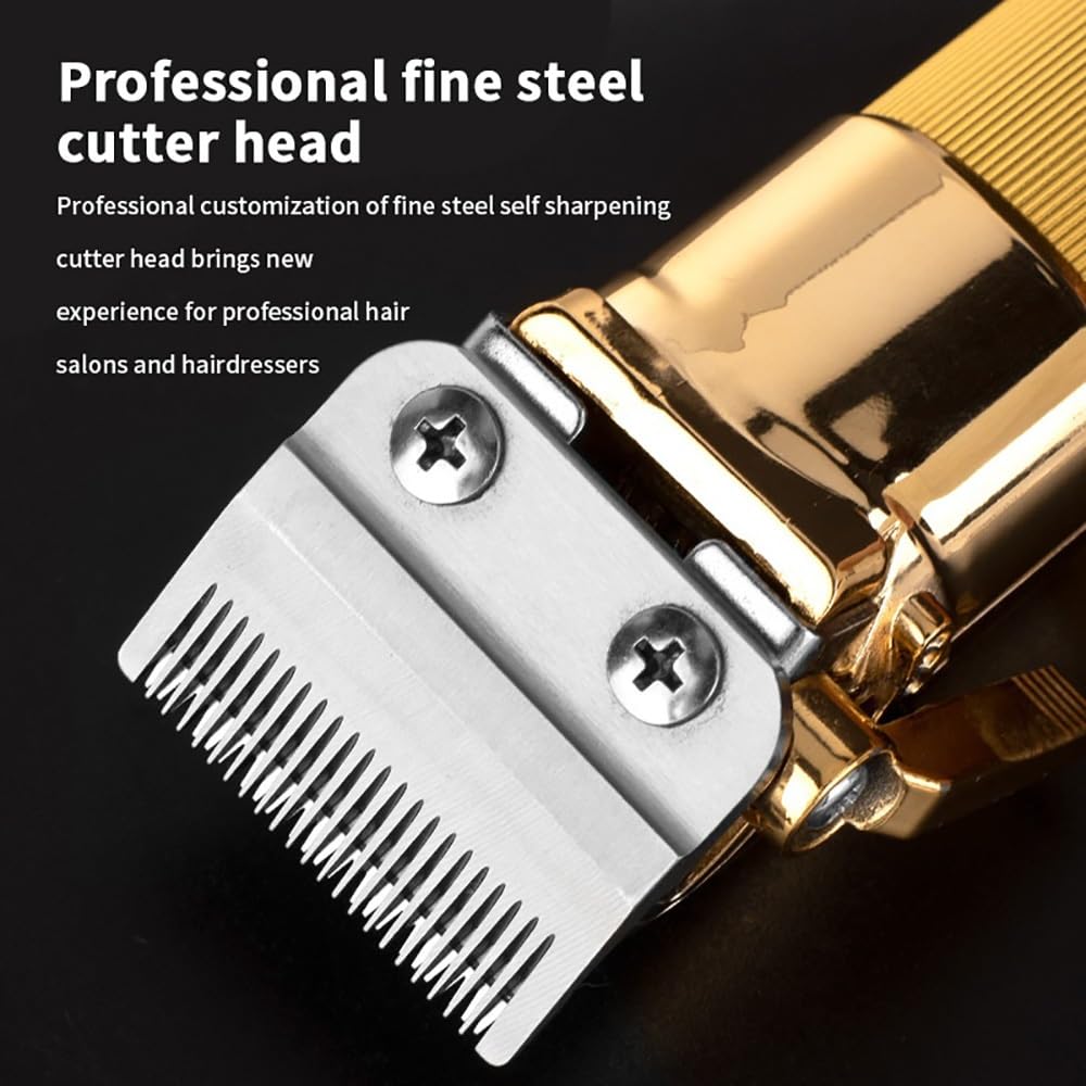 GLESVOWIO Hair Cutting Tool Oil Head Professional Clipper Electric Push Scissor LCD Adjustable Knife Distance Trimmer for Men Haircut Machine(Gold) Beauty and Personal Care GLESVOWIO