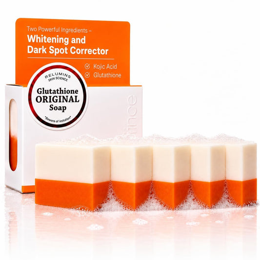 Relumins Glutathione + Kojic Acid Soap Bars Whitening and Darkspot Corrector - Deep Cleansing & Hydrating Soap for Refreshed Skin Perfect - Gentle Beauty & Personal Care Relumins
