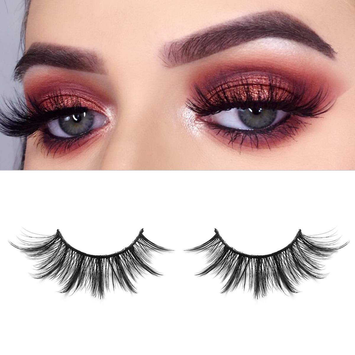DYSILK Eyelashes Natural Look - 8 Pairs 5D Lashes 17mm - Mink Eyelashes Fluffy Lashes Pack Cat Eye Soft Reusable Beauty & Personal Care DYSILK
