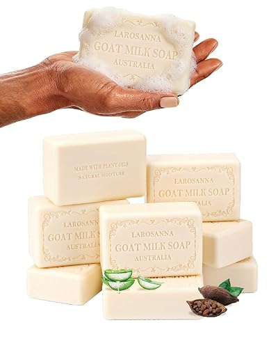 larosanna Australian Goat Milk Soap,Family Pack of 8,Helps Moisturize,Smooth & Cleanse Skin,Triple-milled Natural Soap Bar 6.35 oz with Cocoa Beauty & Personal Care larosanna