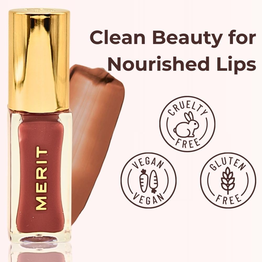 Merit Shade Slick Classics Tinted Lip Oil - Pink Beet (cool pink) 0.23 oz / 7 ml Beauty & Personal Care Merit