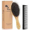 Hair Brush Comb Set Boar Bristle Hairbrush for Curly Thick Long Fine Dry Wet Hair,Best Travel Bamboo Paddle Detangler Detangling Hair Brushes Beauty & Personal Care Bsisme