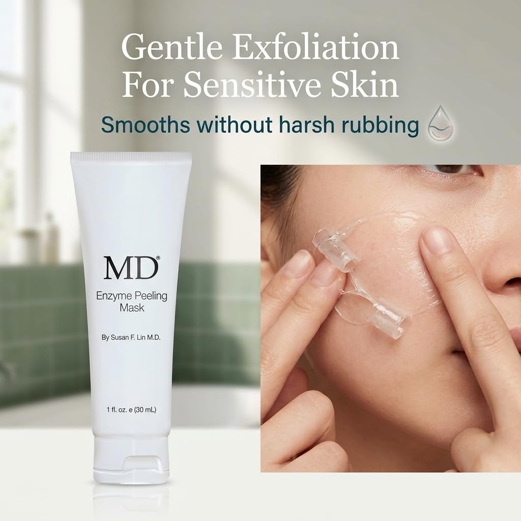 MD Enzyme Peeling Mask for Sensitive Skin - Gentle Exfoliating Gel with Papaya & Pineapple Enzymes - Professional Brightening Peel-Off Mask for Clear Beauty & Personal Care MD