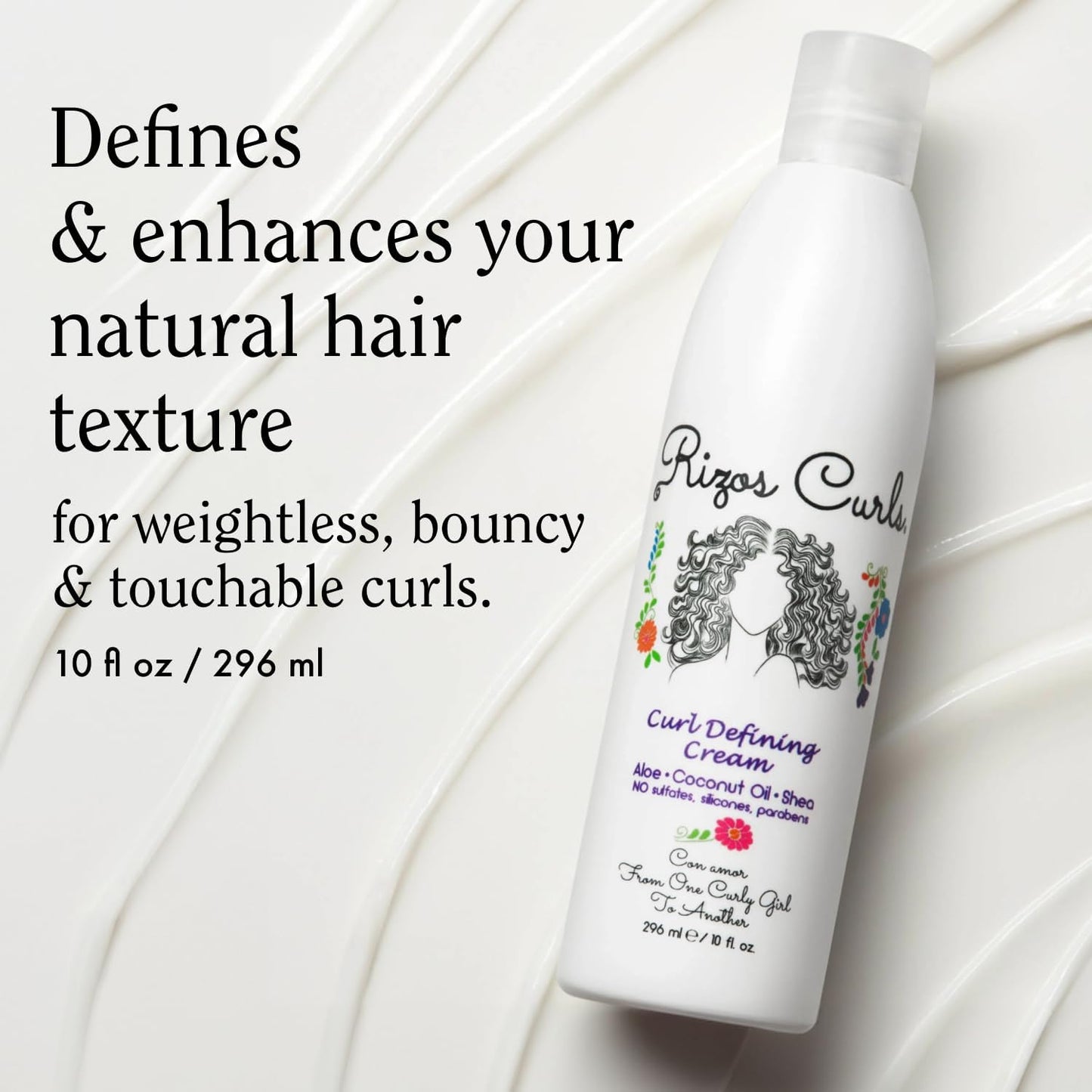 Rizos Curls Curl Defining Cream – Frizz Control, Defines & Moisturizes Wavy, Curly, Coily Hair, Adds Shine, Softens, Sulfate & Paraben-Free Beauty & Personal Care Rizos Curls