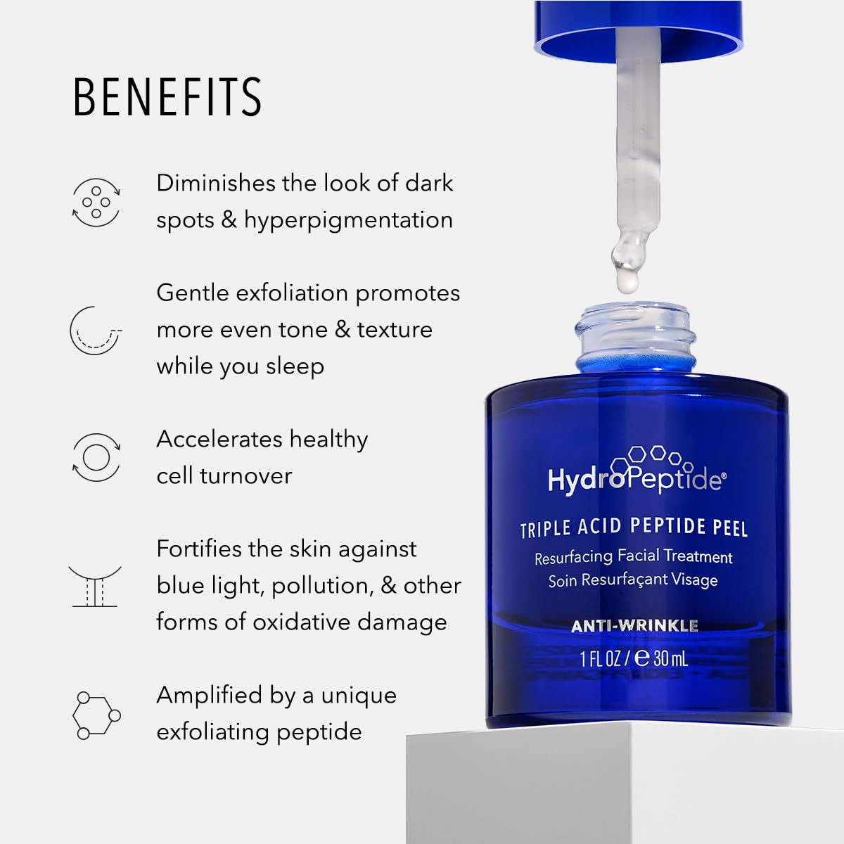 Hydropeptide Triple Acid Peptide Peel Resurfacing Peptide Exfoliation Hydroxy Treatment, 1 Ounce (packaging may vary) Beauty & Personal Care HydroPeptide