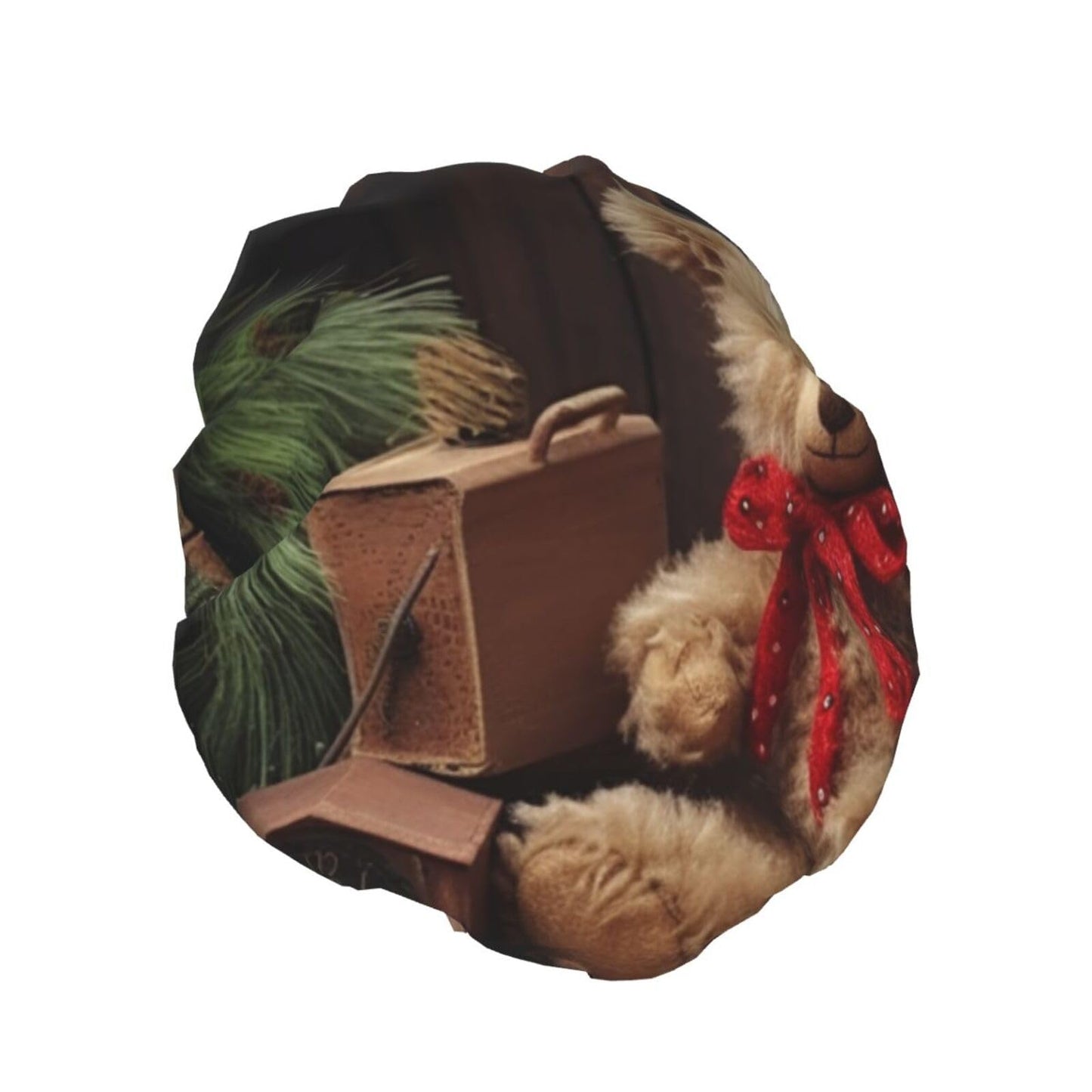 Xmas Tree Branch Bear Doll Shower Cap for Women Men Large Reusable Shower Bonnet Double-Layer Waterproof Bath Caps Elastic Band Hair Hat for All Beauty and Personal Care BWLHJKE