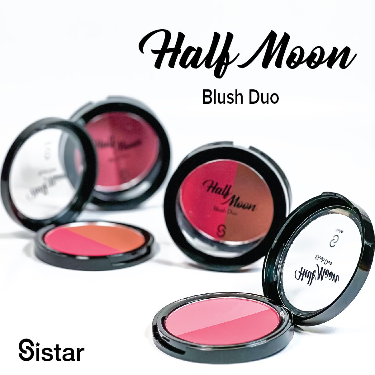 Sistar Half Moon Blush Duo Color Flushed Ultra Pigment Blendable (Rosy Cheeks) Beauty & Personal Care Sistar