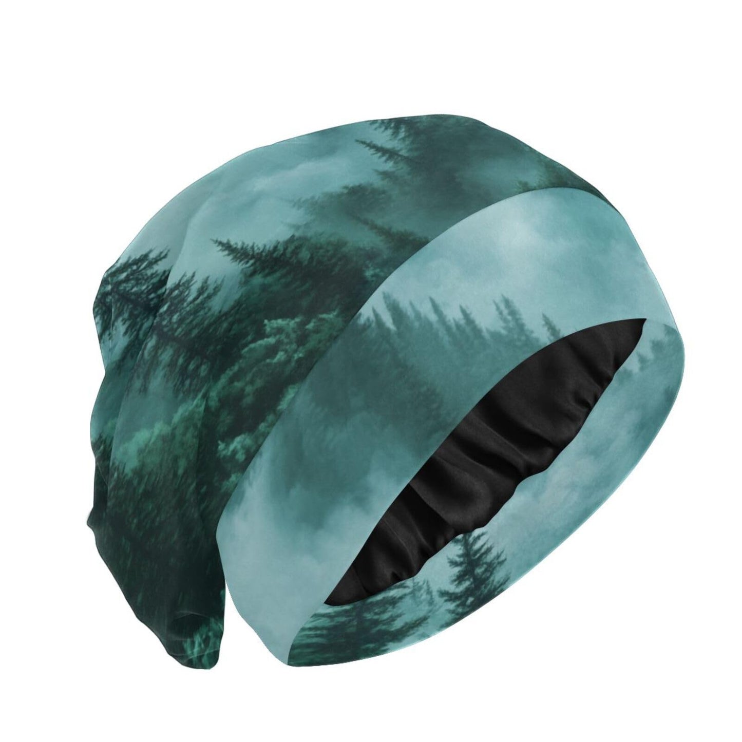 ElliTarr Beanie Hat Satin Bonnet Lined Sleep Cap Hair Wrap Cover Slouchy Beanie for Curly Hair Protection for Gifts for Men Women Foggy Green Beauty and Personal Care ElliTarr