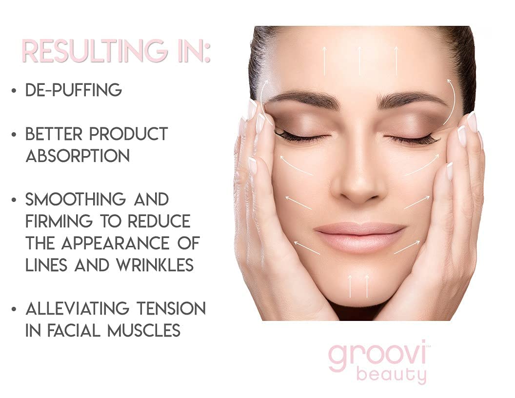 GROOVI BEAUTY Face Roller Massaging Stones Uplift Skin, Promote Lymphatic draining, Reduces fine Lines & Wrinkles, de-Puffs The Skin & Reduces Facial Beauty & Personal Care GROOVI BEAUTY