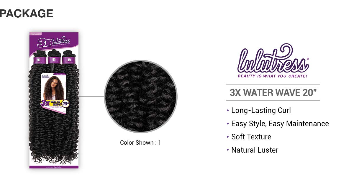 Sensationnel Lulutress Crochet Braiding Hair-3X Water Wave 20in,1pk T1B/30