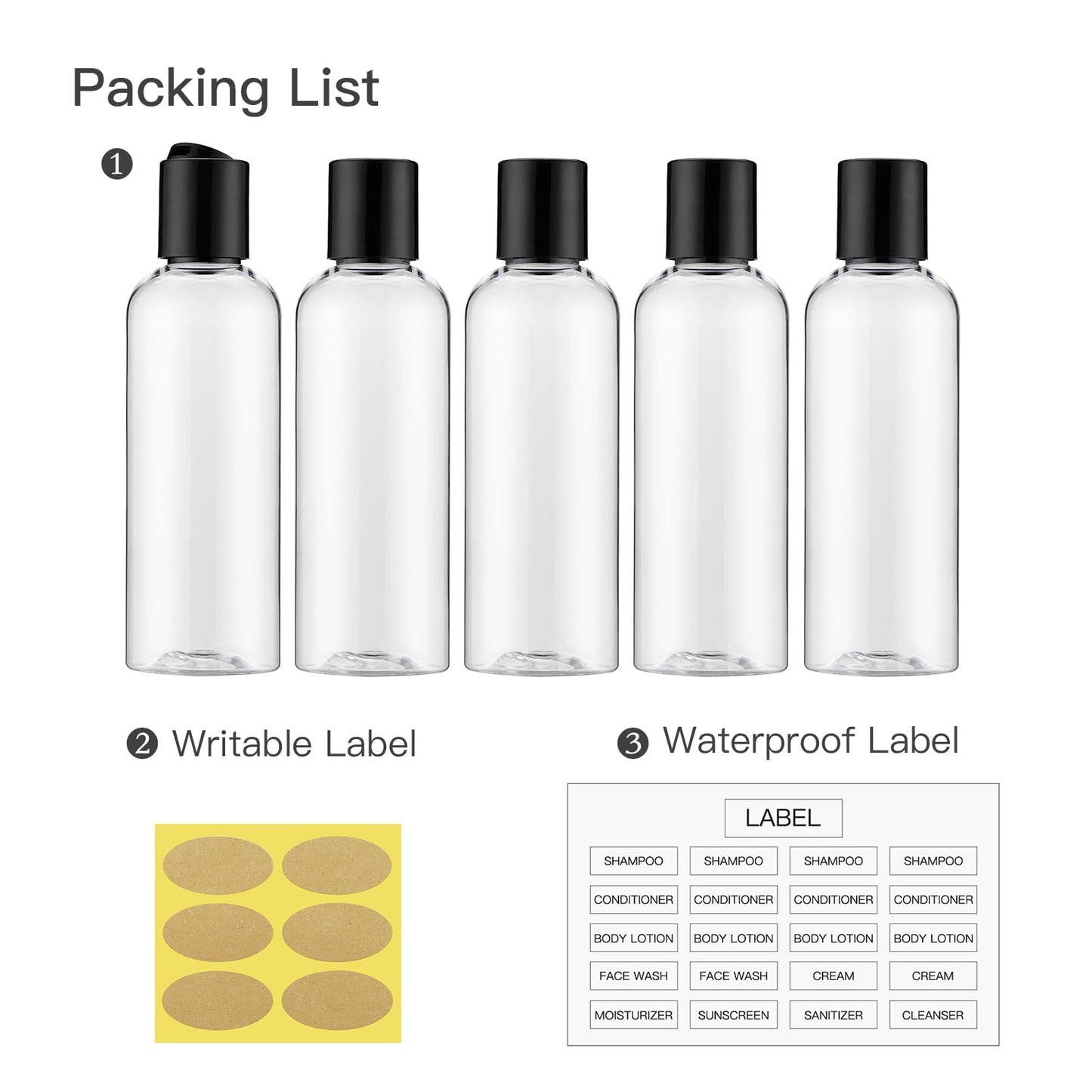 Travel Bottles for Toiletries 3.4 oz - Travel Size Containers for Shampoo Plastic - Small Empty Lotion Squeeze Bottle for Liquid TSA Approved - Leak Beauty & Personal Care owlyee