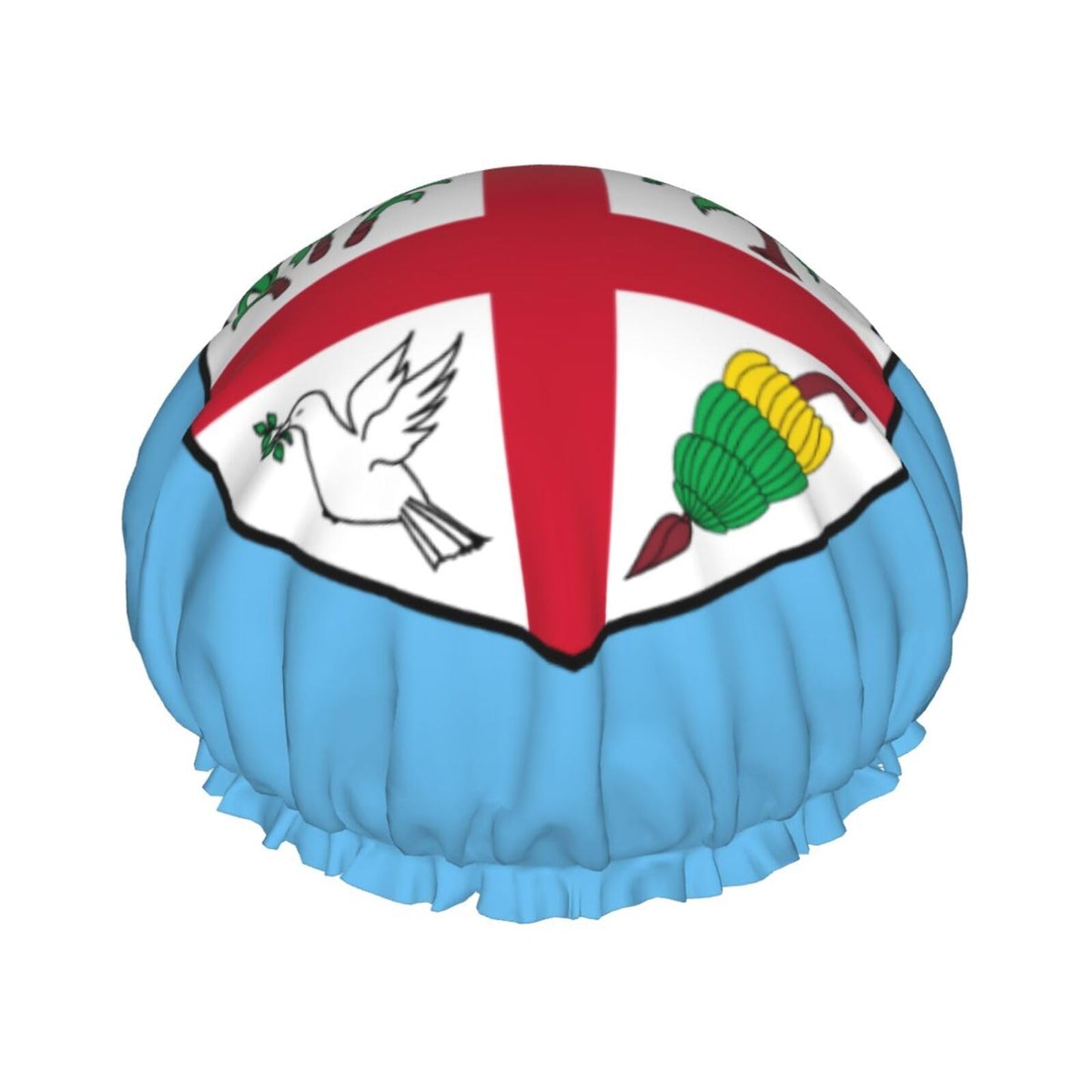 Island Flag Prints Shower Cap Double Layer Lined Waterproof Bathing Shower Hat Beauty and Personal Care Hayyett