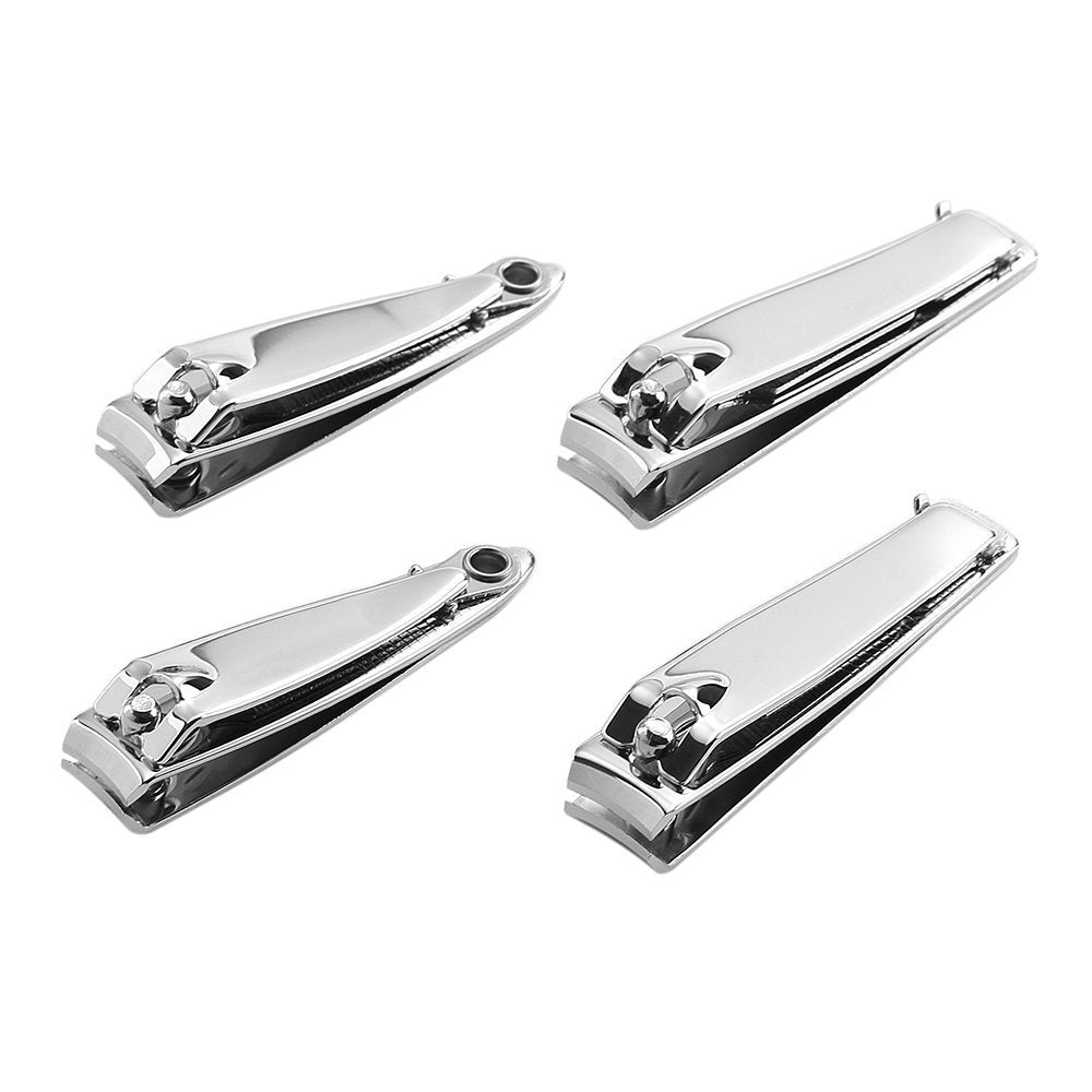 4 Pcs Nail Clippers for Fingernails and Tonenail by QLL - Swing Out Nail Cleaner/File - Sharpest Stainless Steel Clipper - Wide Easy Press Lever Beauty & Personal Care QLL