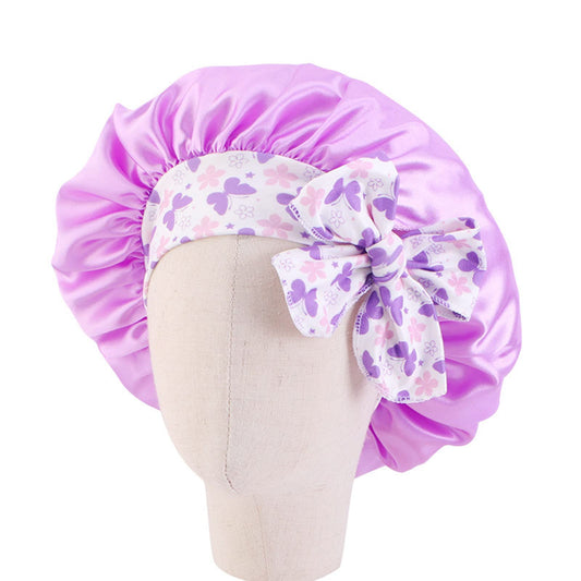 KANGQL Ribbon Sleep Hat, Bowknot Decor Kids Bonnets Elastic Night Sleep Reversible Solid Color Toddler Hair Sleeping Hat for Toddler Beauty and Personal Care KANGQL