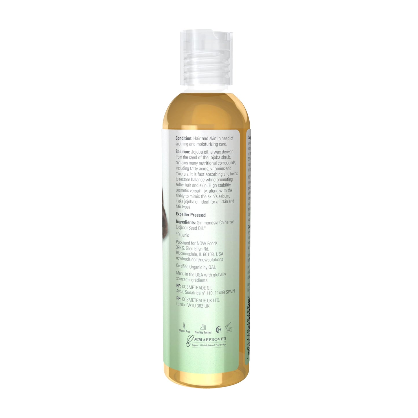 NOW Solutions, Organic Jojoba, Moisturizing Multi-Purpose Oil for Face, Hair and Body, 8-Ounce Beauty & Personal Care NOW Foods