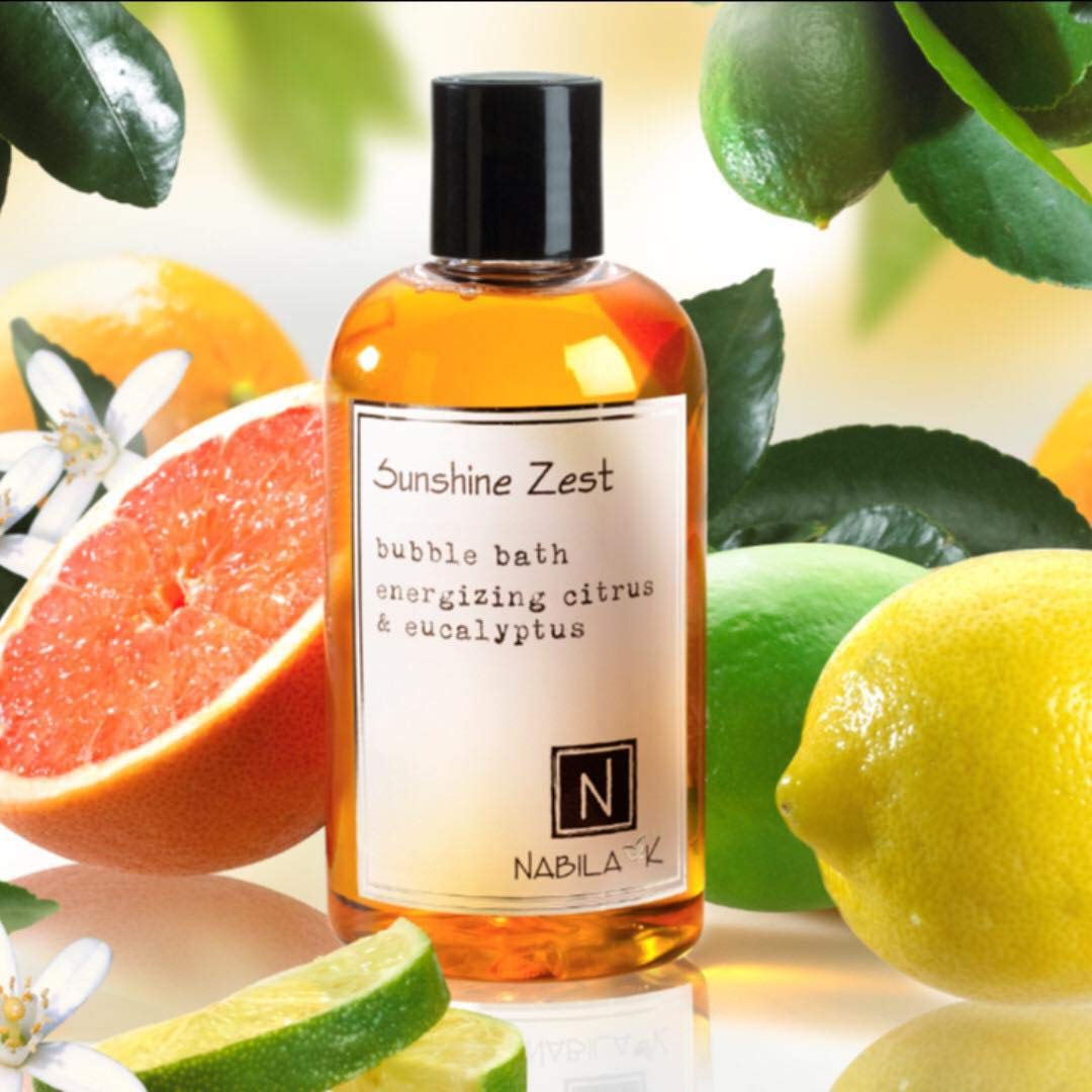 Nabila K Sunshine Zest Bubble Bath with Citrus & Eucalyptus | Natural & Organic, Sulfate-Free, Tear-Free | Luxury Aromatherapy Bath Soak for Sensitive Beauty & Personal Care Nabila K