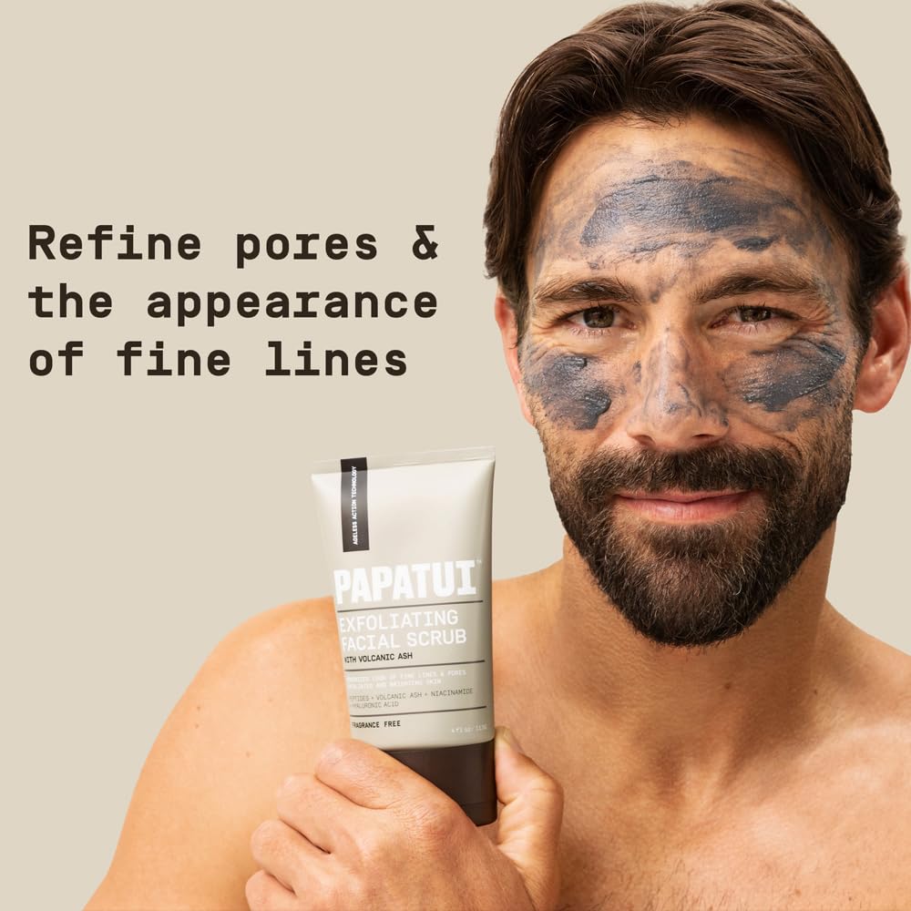 PAPATUI by Dwayne Johnson Men's Face Exfoliating Scrub, Unscented Facial Cleanser, Smooths Skin Texture, Fine Lines & Wrinkles, with Peptides Beauty & Personal Care PAPATUI