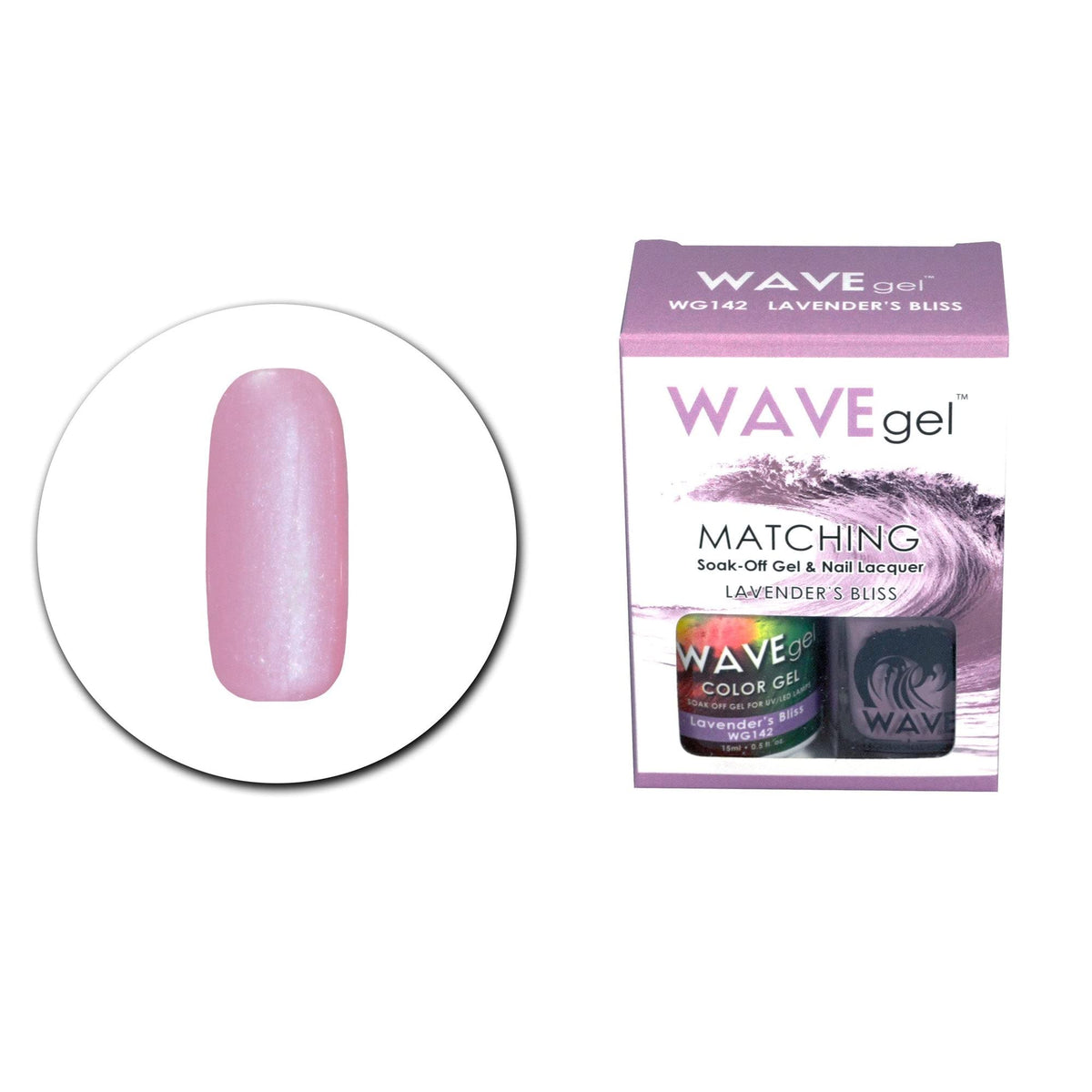 WAVEGEL Soak-0ff Gel & Nail Lacquer Matching Duo Set - Lavender's Bliss - W142-142 I 0.5 Oz