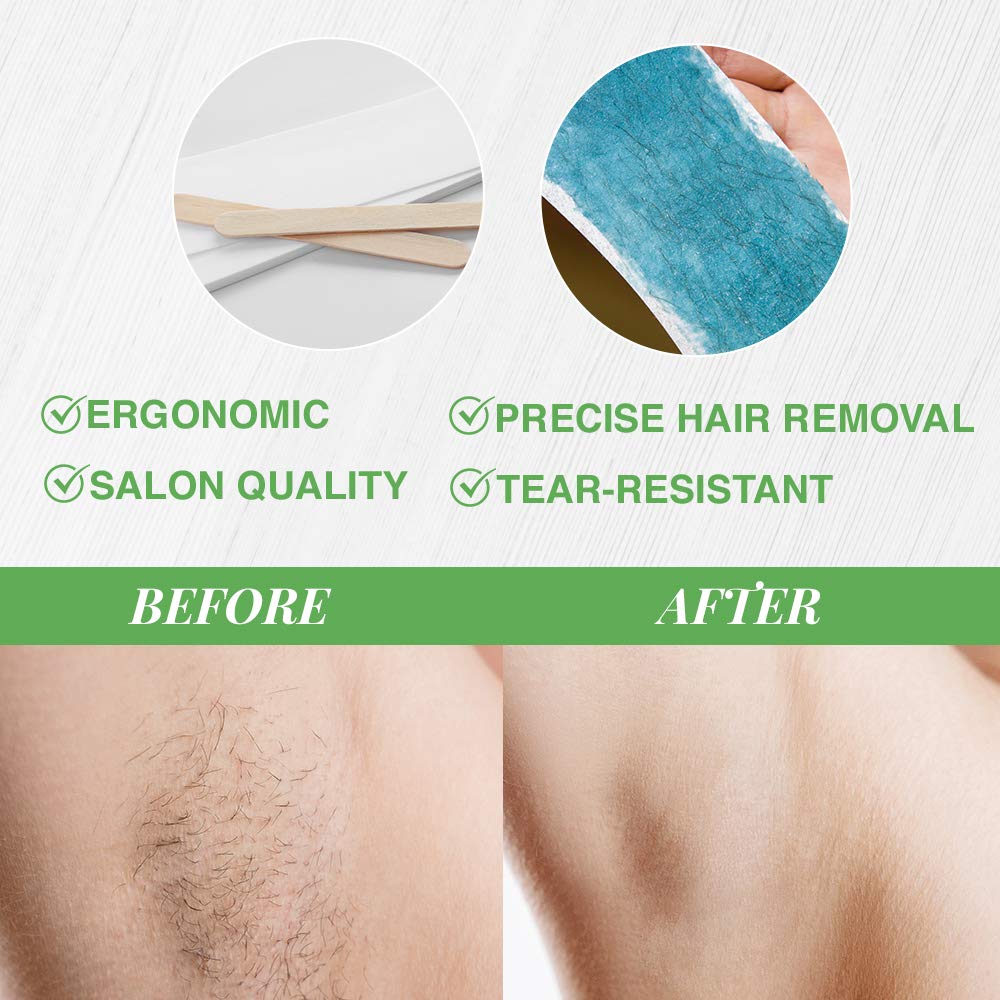 Clean + Easy Cloth Wax Strips - Non-Woven Wax Strips for Hair Removal, Salon and At-Home Use for Face, Legs & Body, 3”x 9”, 100 Count Beauty and Personal Care Clean + Easy
