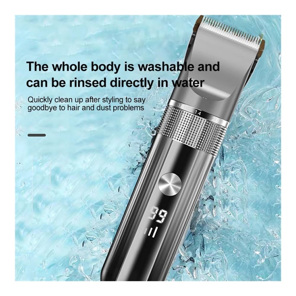 EWKYLSEM Electric Hair Clipper Professional Trimmer Household Waterproof LED Display Men USB Charging Haircut Tools Set(Black-Set1) Beauty and Personal Care EWKYLSEM