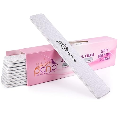 10pcs - PANA Jumbo Double-Sided Emery Nail File for Manicure, Pedicure, Natural, and Acrylic Nails - Zebra (Grit 100/180) Beauty & Personal Care PANA