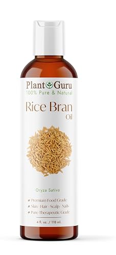 Plant Guru Rice Bran Oil 4 fl. oz. - 100% Pure & Natural Carrier Oil for Skin, Face, Body, and Hair Moisturizing. Great for DIY Creams, Lotions Beauty & Personal Care Plant Guru
