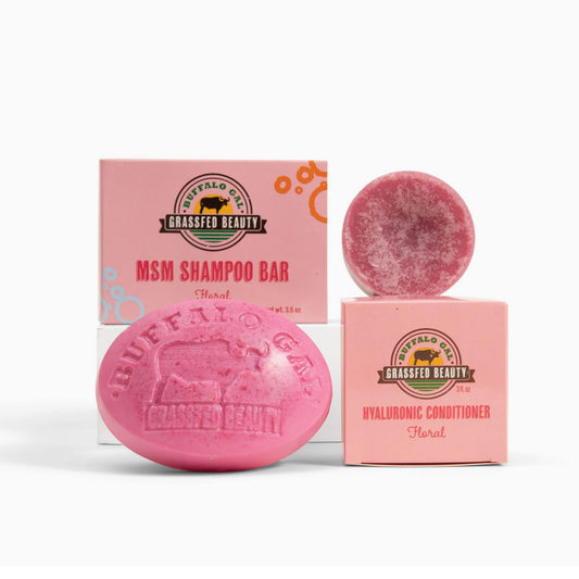 MSM Shampoo Bar + Hyaluronic Hair Conditioner Bar, Solid Bar Shampoo and Conditioner for Hair Growth, Non-Soap, For All Hair Types, Floral, Set of 2 Beauty & Personal Care BUFFALO GAL
