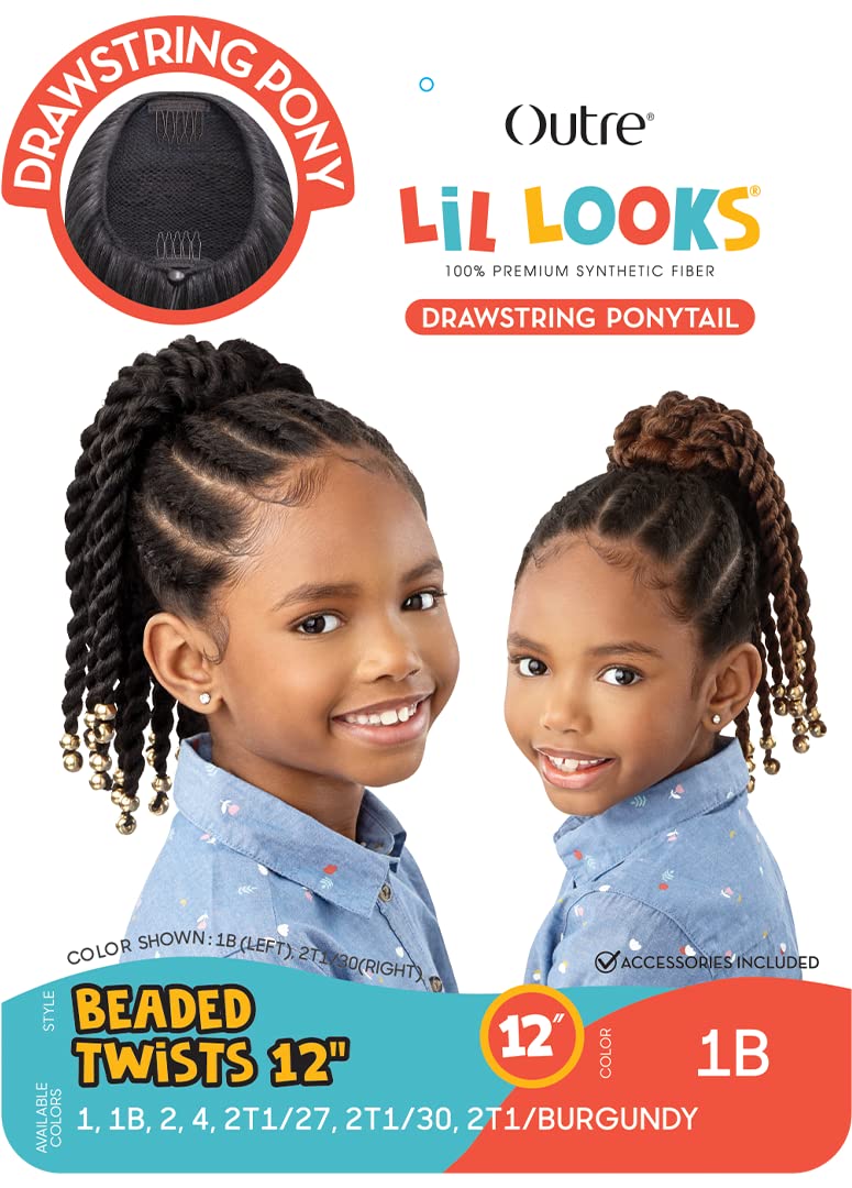 Outre Lil Looks Drawstring Ponytail - BEADED TWISTS 12" (1)